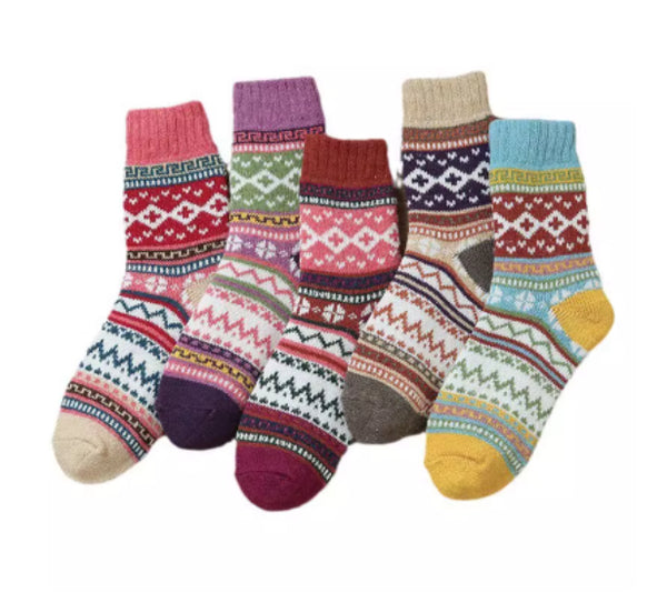 Wool Thermal Socks — 5 Pairs
