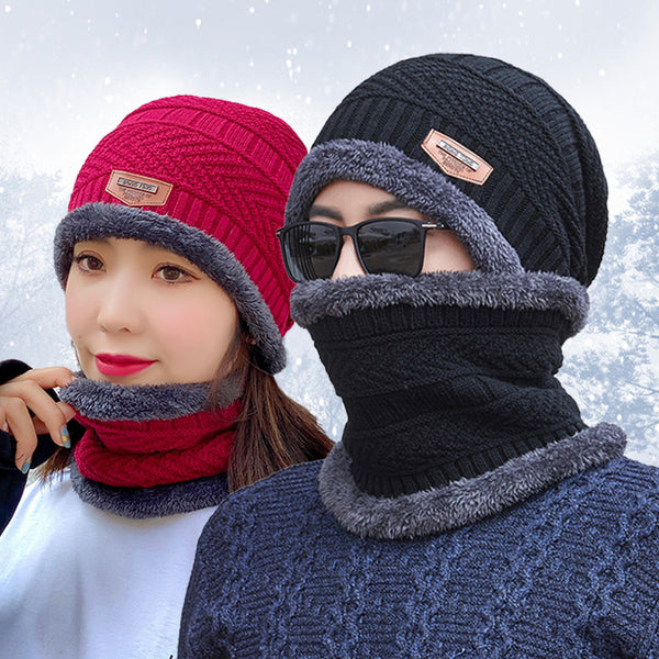 Fleece-Lined Beanie & Neck Warmer Set