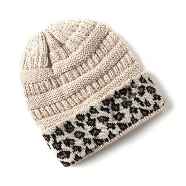 Leopard Print Knit Beanie