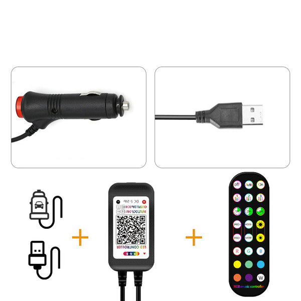 إضاءة LED داخلية للسيارة RGB بالتحكم الصوتي